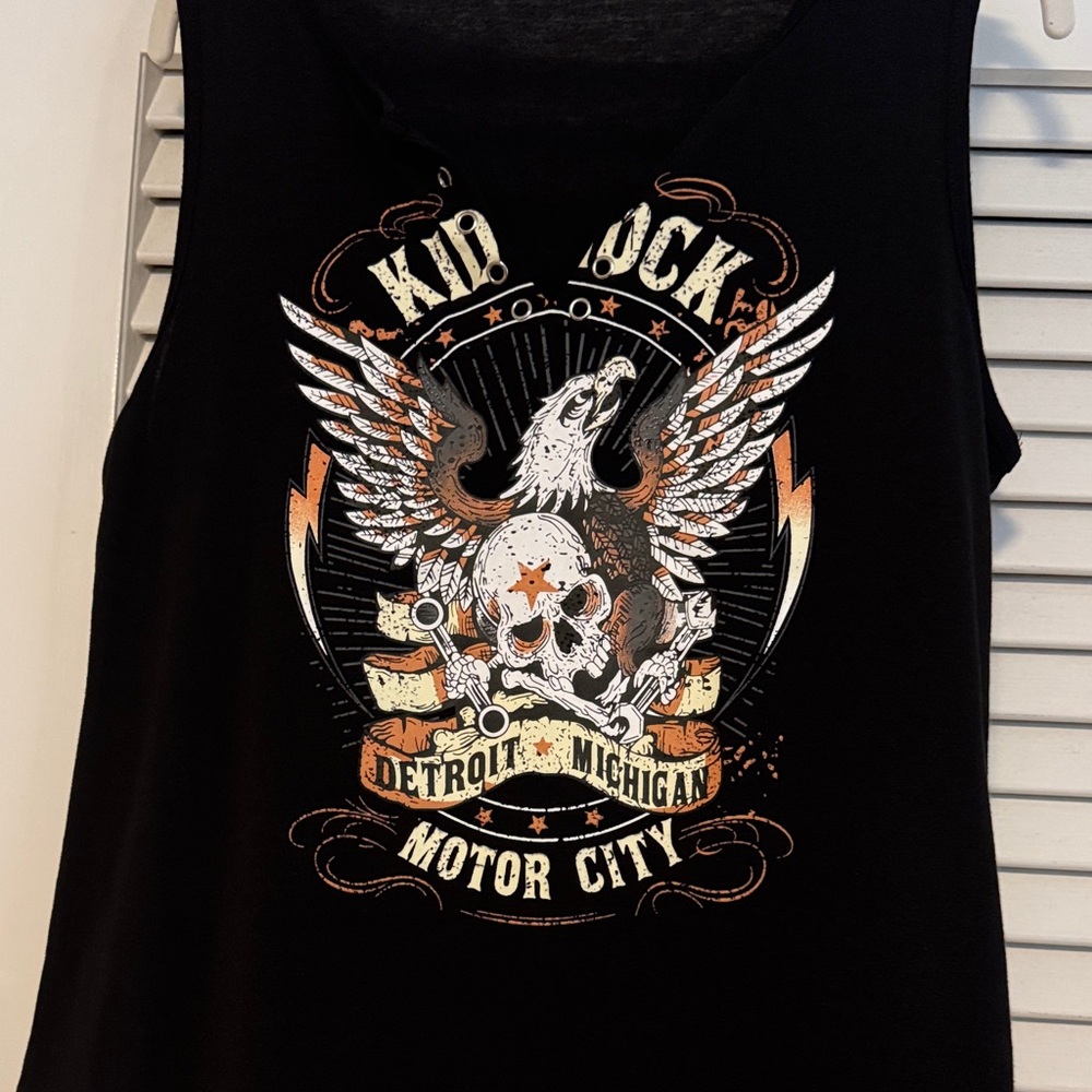 Black Graphic Kid Rock Tank Top